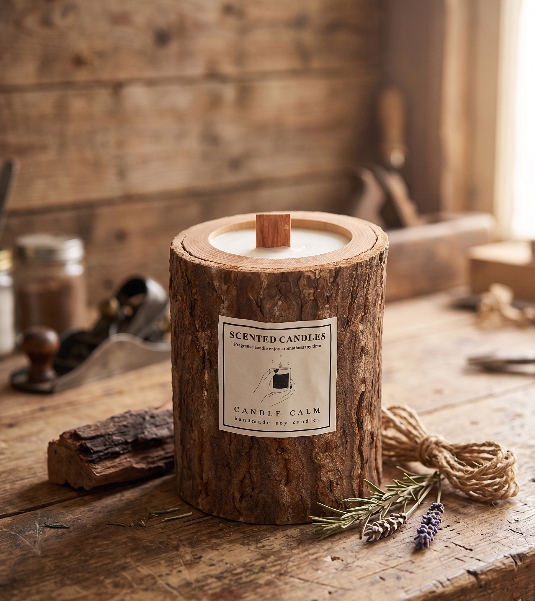 Rustic Western Wooden Candle